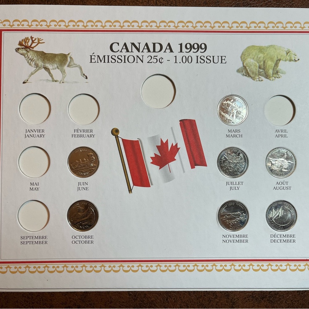 Partial 1999 Canada 25 Cent Coin Collection